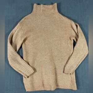 Elizabeth & James Tan Oversized Turtleneck Knit Sweater